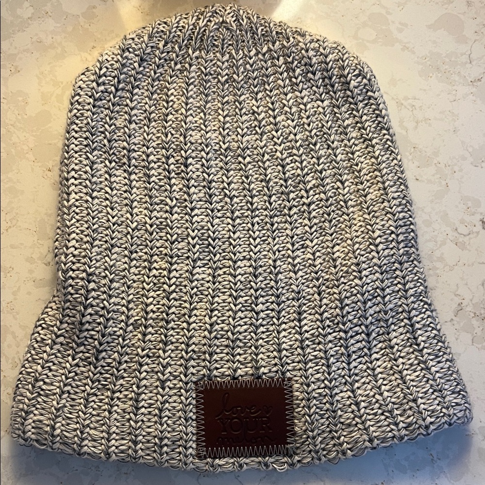 Love Your Melon Gray and Brown Knit Beanie